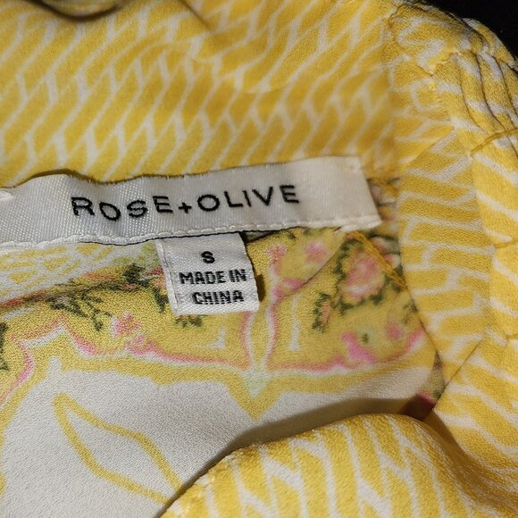 Womens Rose & Olive Yellow gathered kaftan boho top size small - Picture 3 of 4